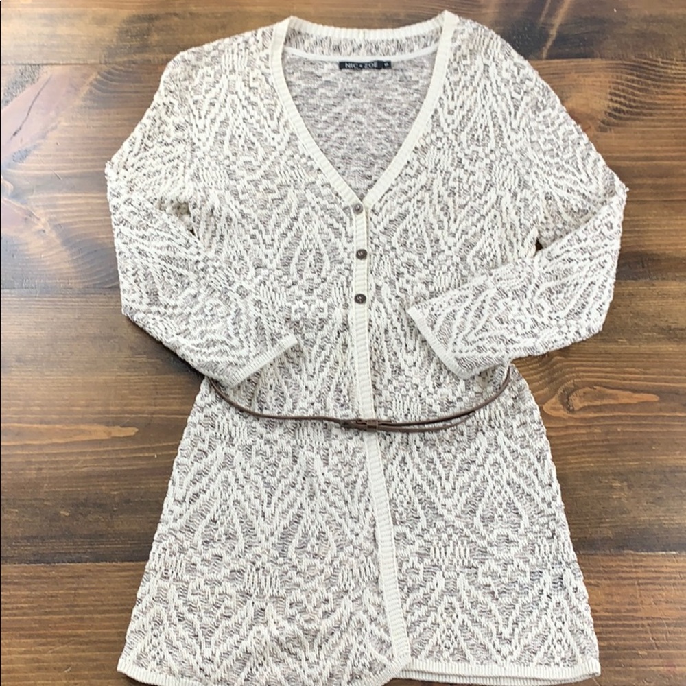 Nic and Zoe Belted Sweater V-neck Cardigan - Sz S